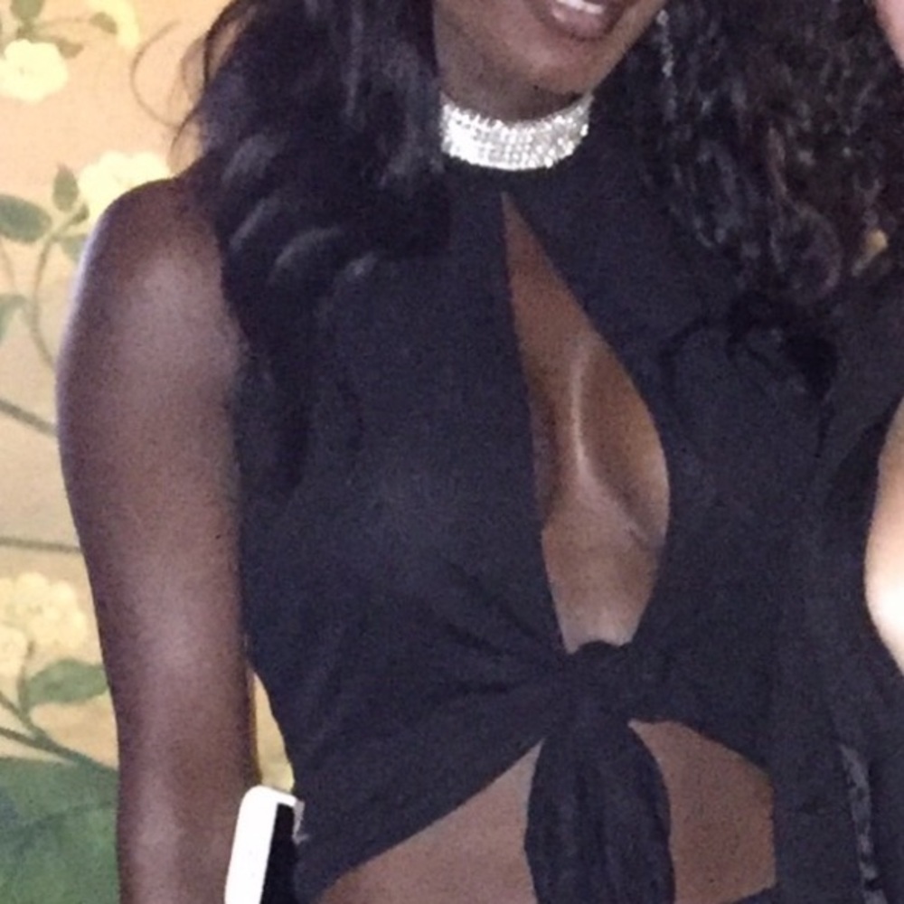 Ema SAVAHL Y2K Crystal Embellished black top. Size Small